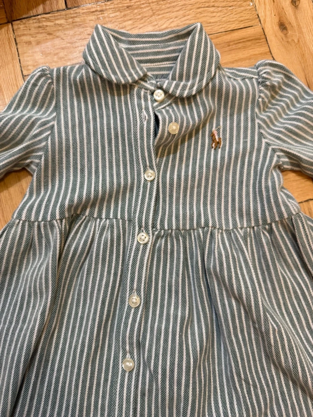 NWT Ralph Lauren 0-3 month classic green striped dress with bloomer